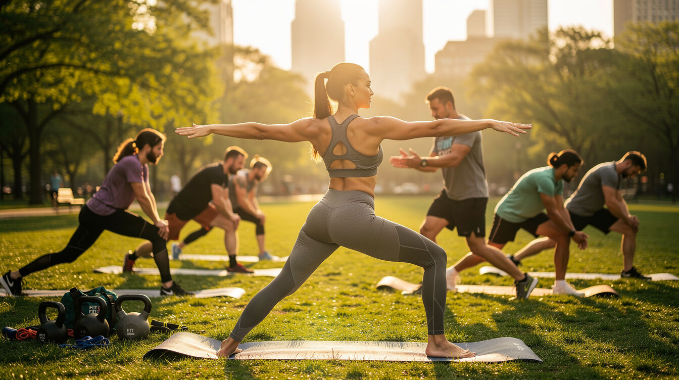woman doing yoga in park